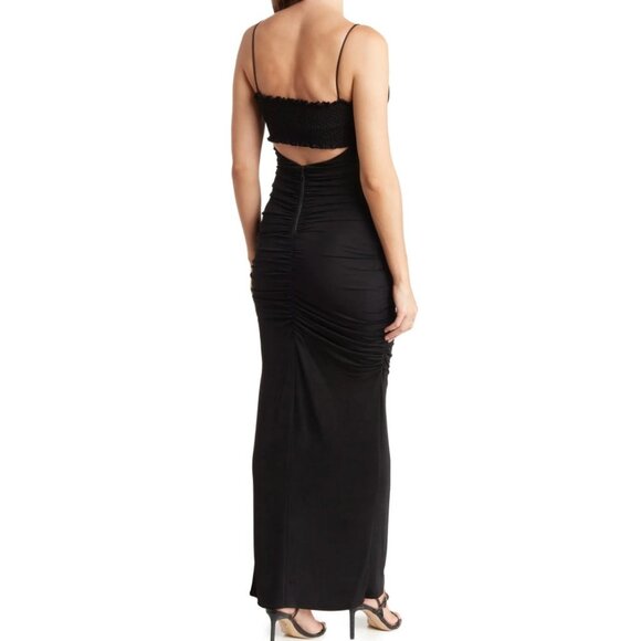 ALICE + OLIVIA Ruched Cutout Maxi Dress Black NWT Size 4 - Picture 5 of 11